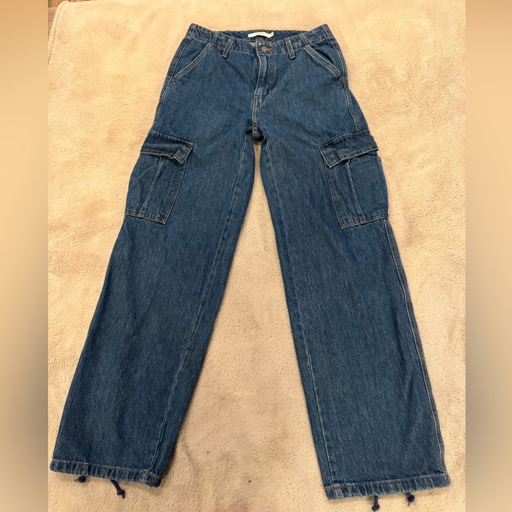 Levis 94 Baggy Denim Cargo Jeans Size 25